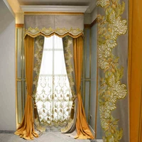 light and luxurious atmosphere european american style flower decoration high precision fabric curtains for living room bedroom
