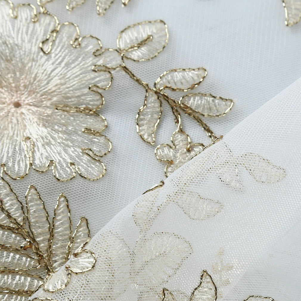 Светлая Золотая кружевная ткань в европейском стиле с вышивкой пылезащитный