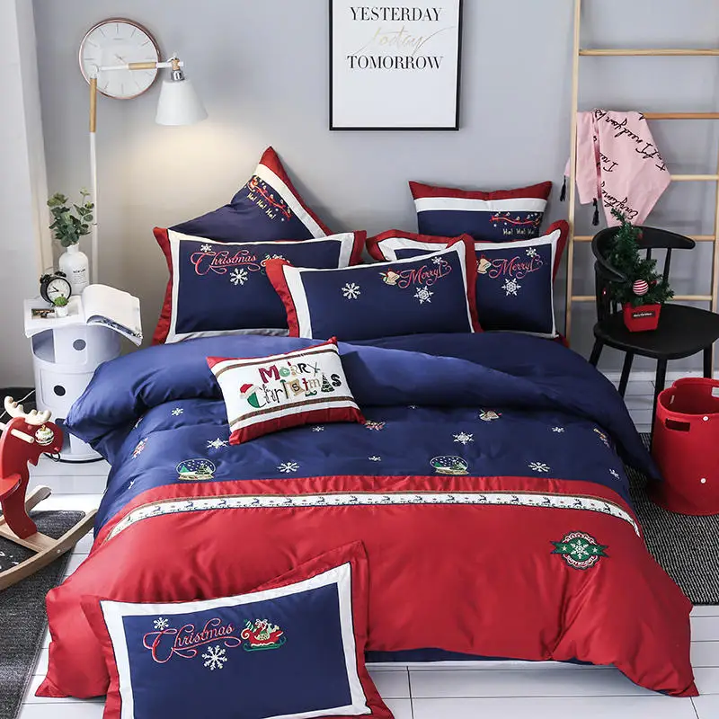 4/7 шт. Рождественский Комплект постельного белья длинные штапельные хлопковые
