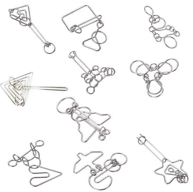 

20pcs Classic Metal Puzzle Wire IQ toy Mind Brain Teaser tast Puzzles Children Adults Interactive Game Reliever Educational Toys