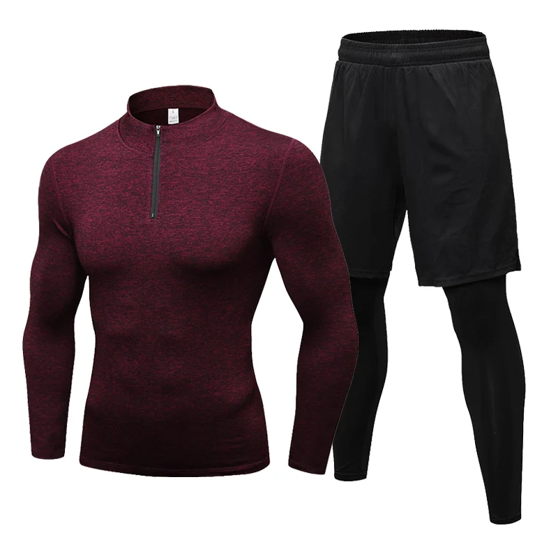 Red-black pant 2 шт./компл. спортивный костюм Для Мужчин's одежда для бега Новое поступление бег Баскетбольная Спортивная тренажерный зал спортивный костюм тренировочная одежда 2XL - Цвет: Red-black pant