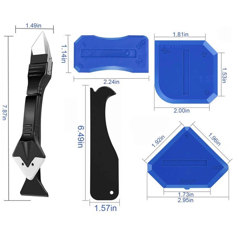 

Silicone Remover Caulk Finisher Plastic Scraper Sealant Smooth Grout Kit Caulk Remover Cleaner Caulking Angled Scraper
