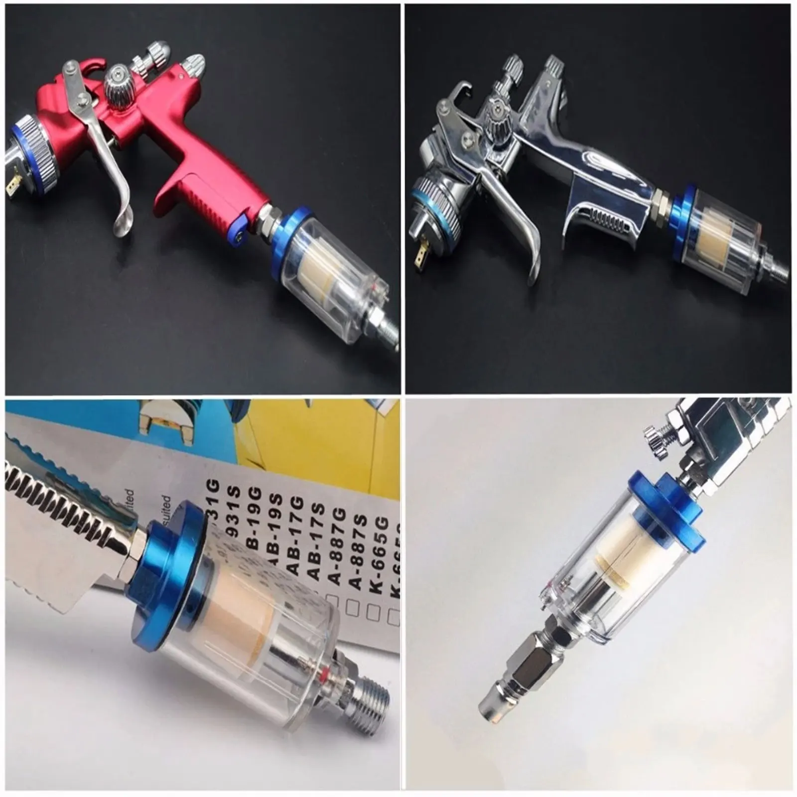 

1/4 Inline Air Oil Water Separator Filter Kit For Compressor Spray Paint Gun Tool Pneumatic Spray Gun Pressure Regulator