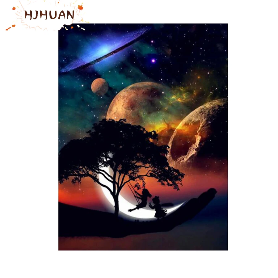 

New 5D crystal Round diamond painting Abstract trees starry girl DIY diamond painting embroidery Home Decor diamond mosaic gift