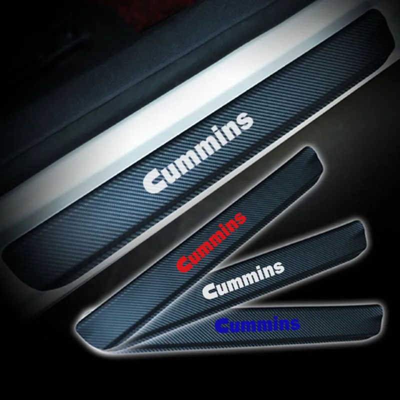 4 шт. углеродного волокна виниловые Стикеры порога защитная накладка для Cummins Dodge