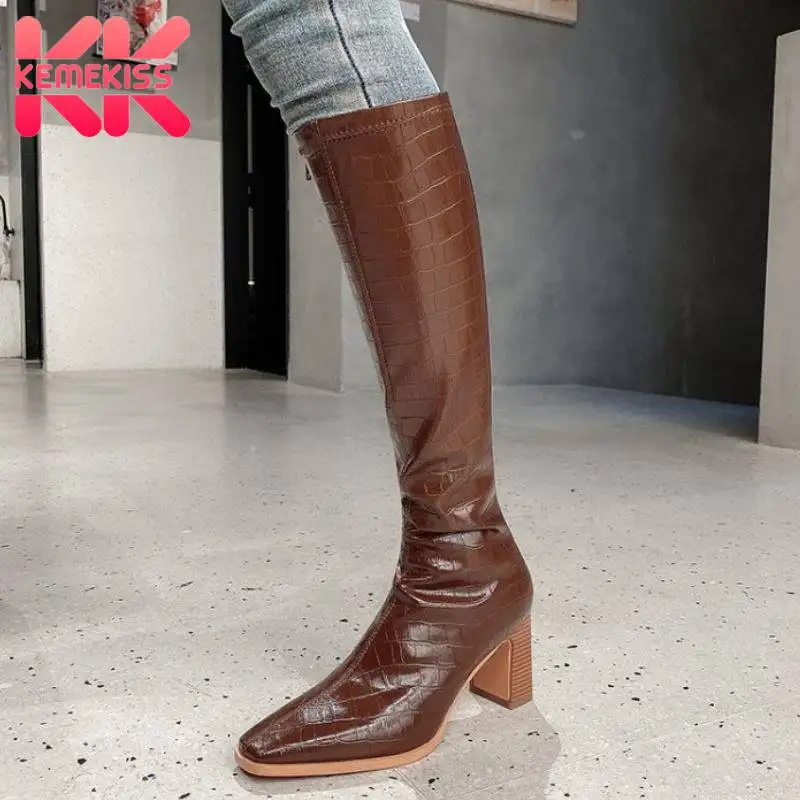 

Женские зимние ботинки на высоком каблуке, Размеры 33-40