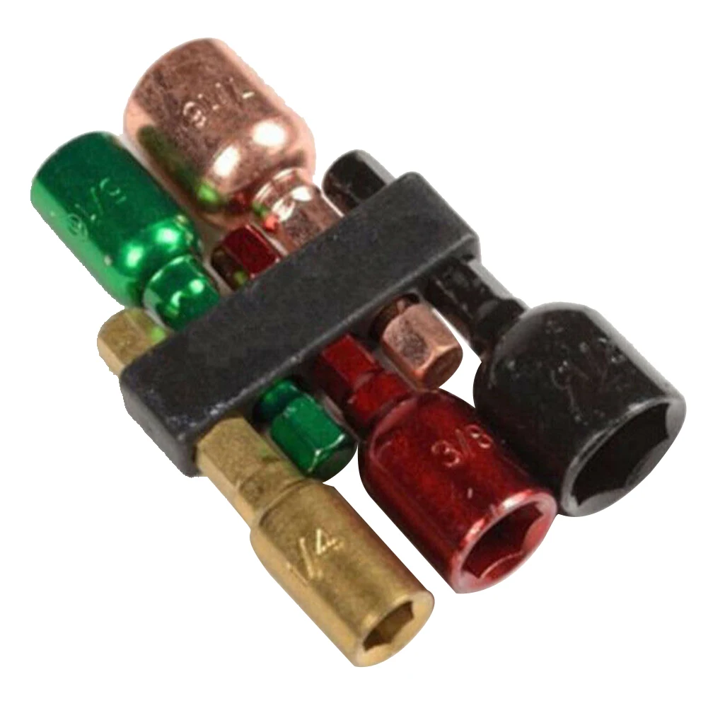 

5pcs Adapter Steel Rustproof Magnetic British System Accessories Durable Tools Nut Driver Set Socket Drill Bit Hex Shank