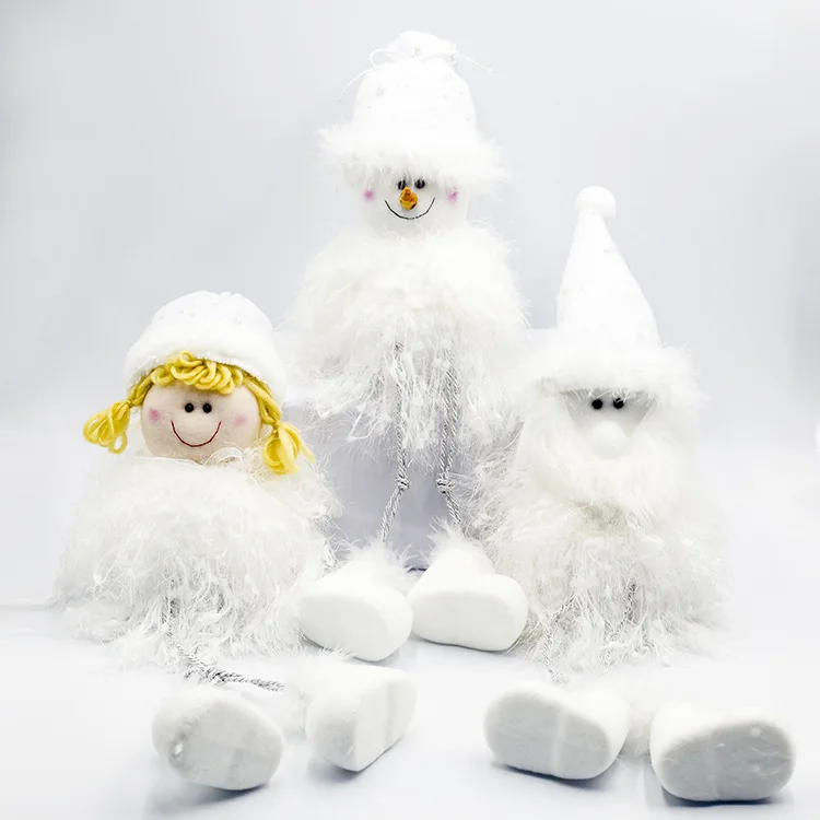 

2pcs New Christmas Home Decoration Plush Santa Claus Snowman Cute Doll Christmas Tree Desktop Decoration