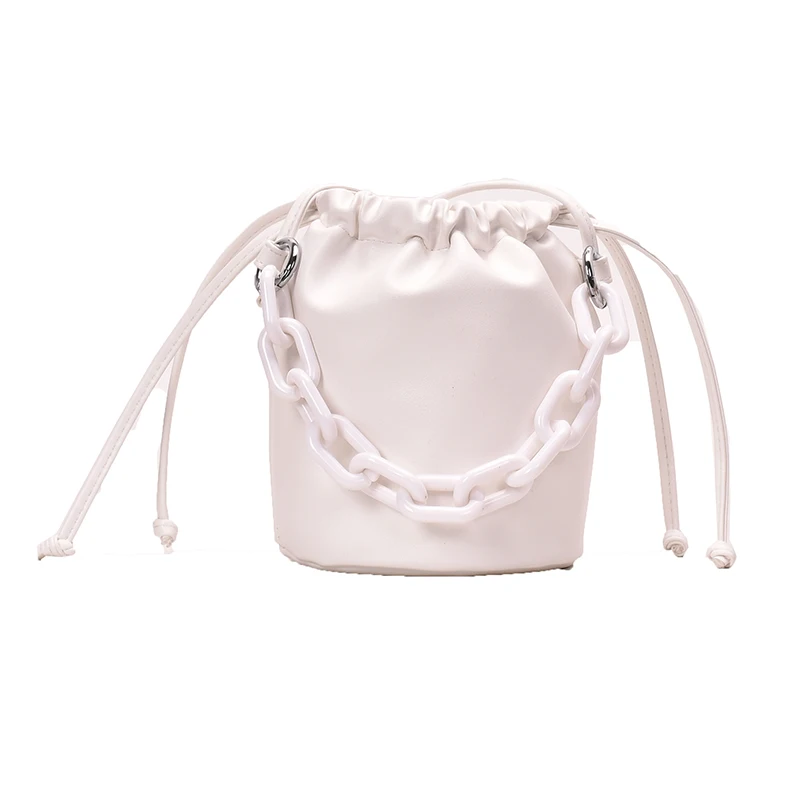 Однотонные мини сумки мешки из искусственной кожи женские через плечо 2021 летние