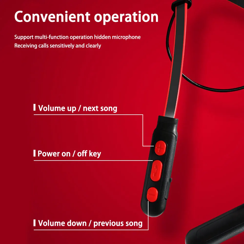 Bluetooth-гарнитура с шейным креплением 5 0 стерео беспроводная Спортивная длинная в