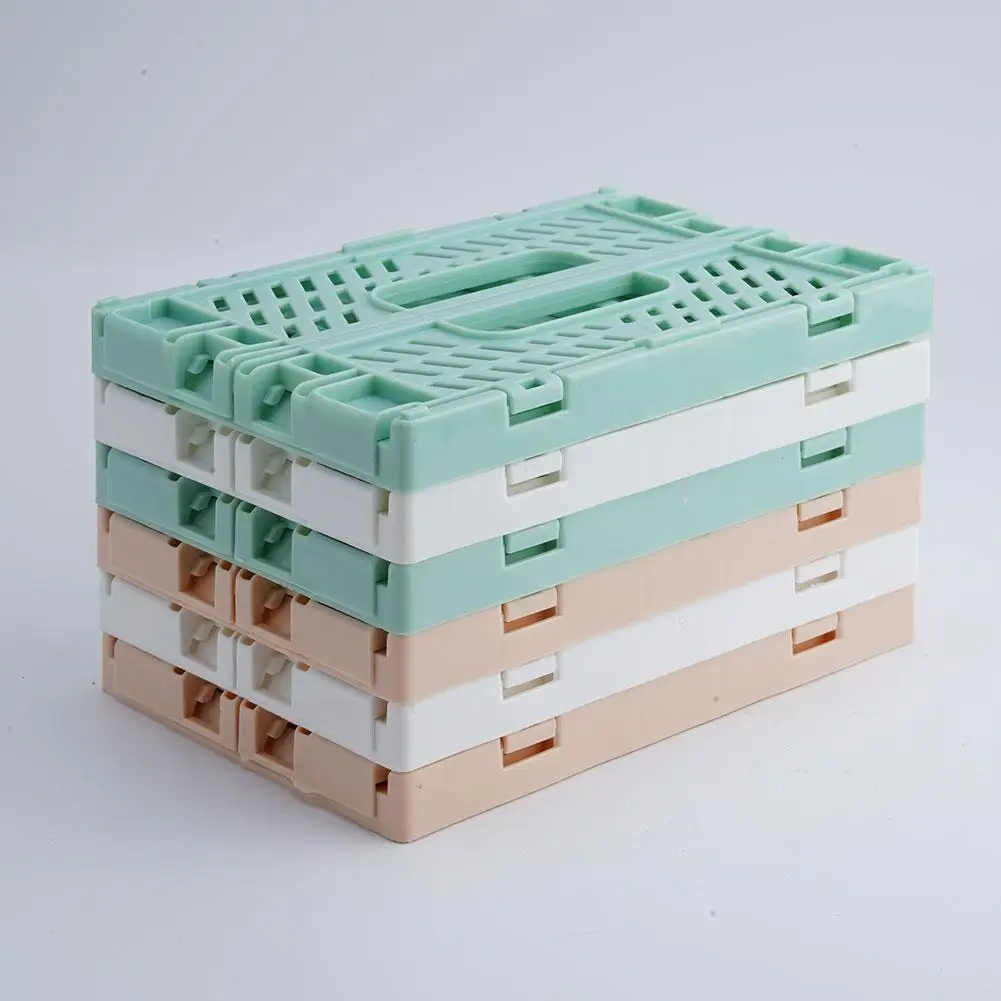 

Collapsible Crate Plastic Storage Baskets Folding Desktop Fruit Bin Storage Organizer Cosmetic Stackable Food Box Toys Sund I1p1