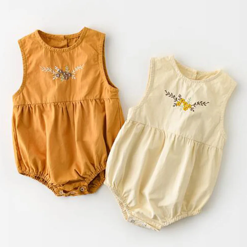 

Spring Kids Boy Girl Sleeveless Rompers Infant Baby Boy Girl Newborn Flower Embroidery Rompers Clothes Baby Boy Girl Rompers
