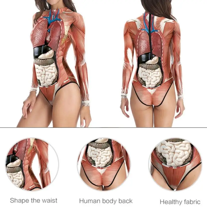 Женская одежда Цельный купальник на Хэллоуин косплей костюм 3D принт орган