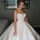 Свадебные платья принцессы LORIE, атласное кружевное свадебное платье с сердечком, со шлейфом, цвета слоновой кости, Свадебное бальное платье