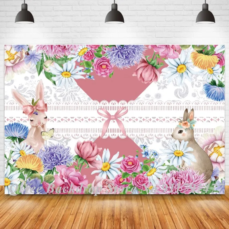 Акварельные Цветы кролик ребенок душ фотография Фон Дети День рождения