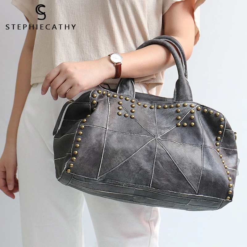 SC маленькие винтажные сумки в заклепках из натуральной кожи женские на плечо