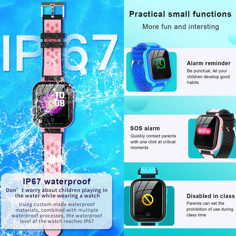T16 4G Детские умные часы Видеозвонок GPS WI FI положение SOS IP67 Водонепроницаемый