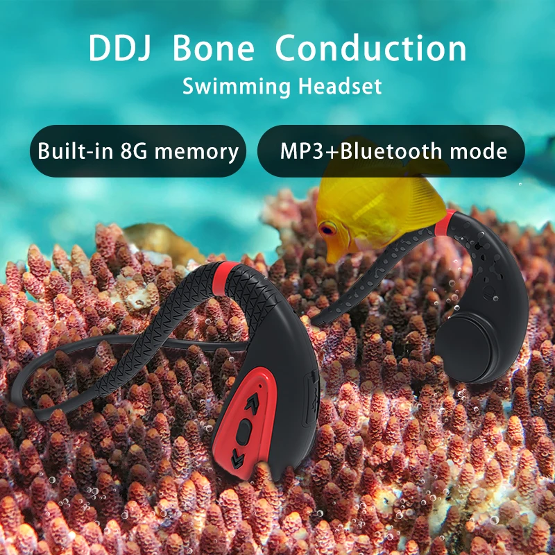 Q1 Bone Conduction Headphone Built-in Memory 8G IPX8 Waterproof MP3 Music Player Swimming Diving Earphone 15 Days Standby | Электроника