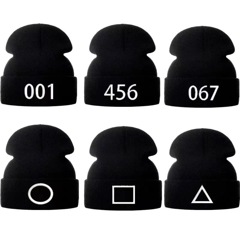 

2021 Letter Knitted Warm Hat Women Squid Game Text Cold Hat Men Outdoor Baseball Cap Travel Ski Hat Dome Hat Unisex