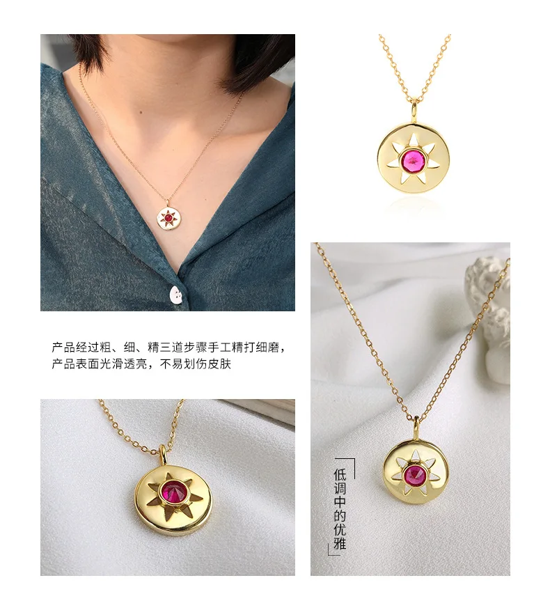 

Harlig sterling silver S925 gold color necklace with zircon allergy free fashion jewelry for women