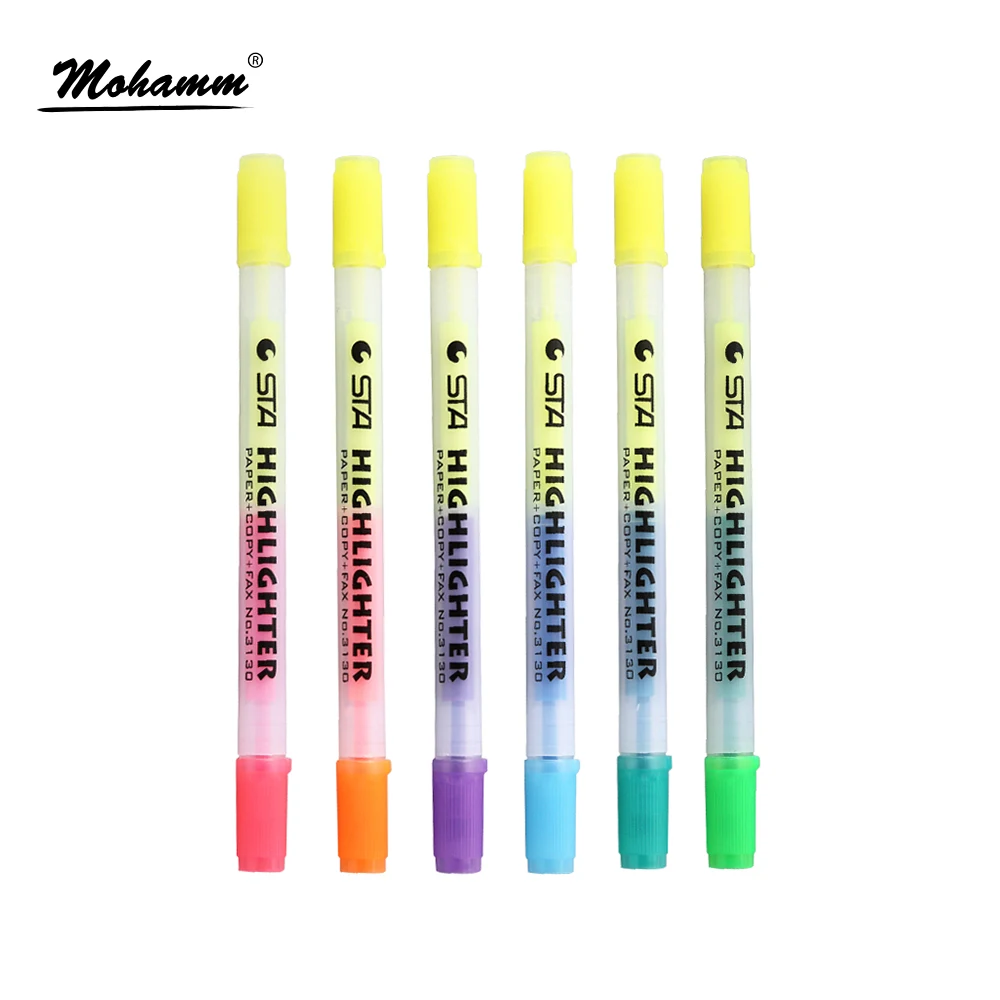 6 цветов Двойная голова хайлайтер ручка школьные офисные принадлежности