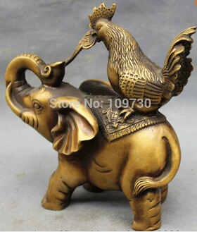 Бесплатная доставка этнический Китайский Бронзовый петуха руйи на слоне