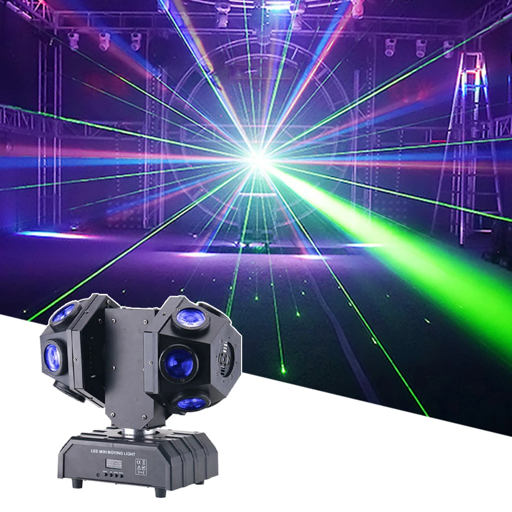 12X10W LED 4in1 Double Arms Laser Moving Head Light DMX512 Stage Beam Effect Light Disco DJ Concert Wedding Party Show Light