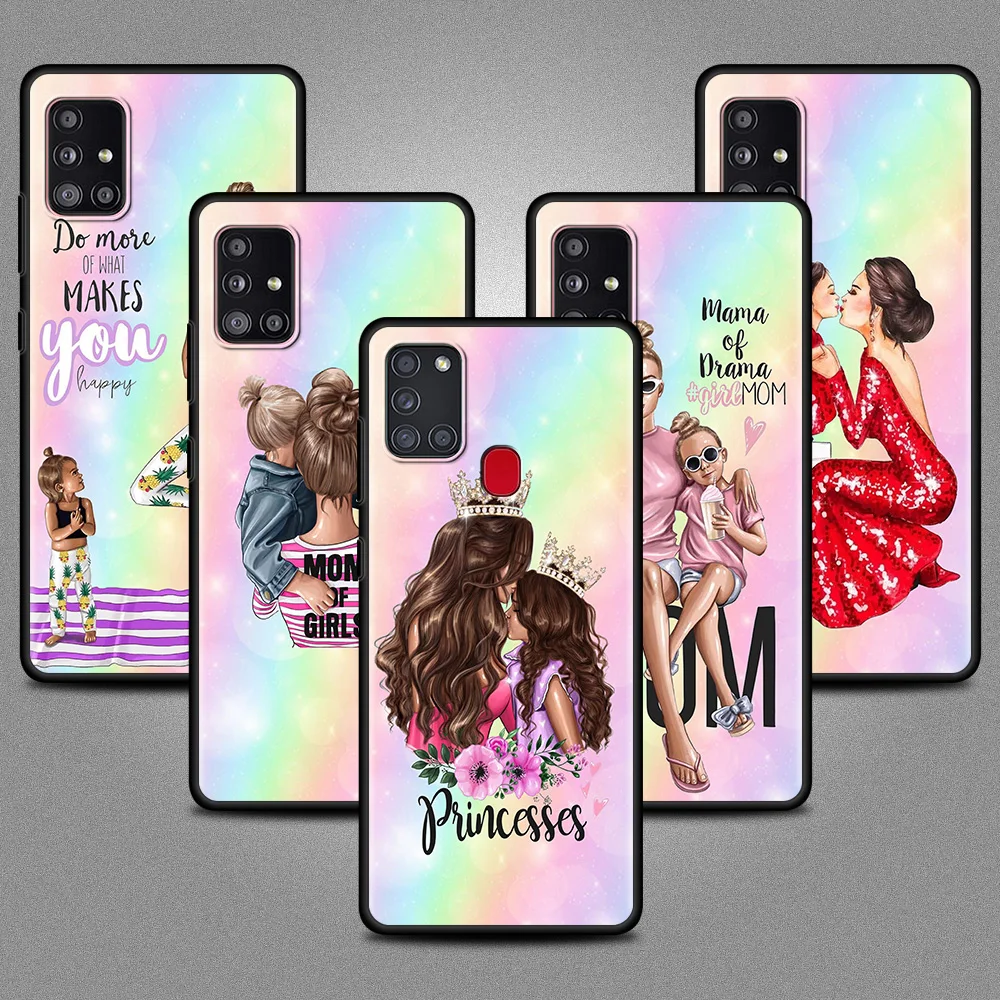 

Case For Samsung Galaxy A51 A71 A31 A12 A52 A32 5G A41 A02s A11 A01 A02 Black Soft Phone Fundas Super Mom Baby Woman Girls