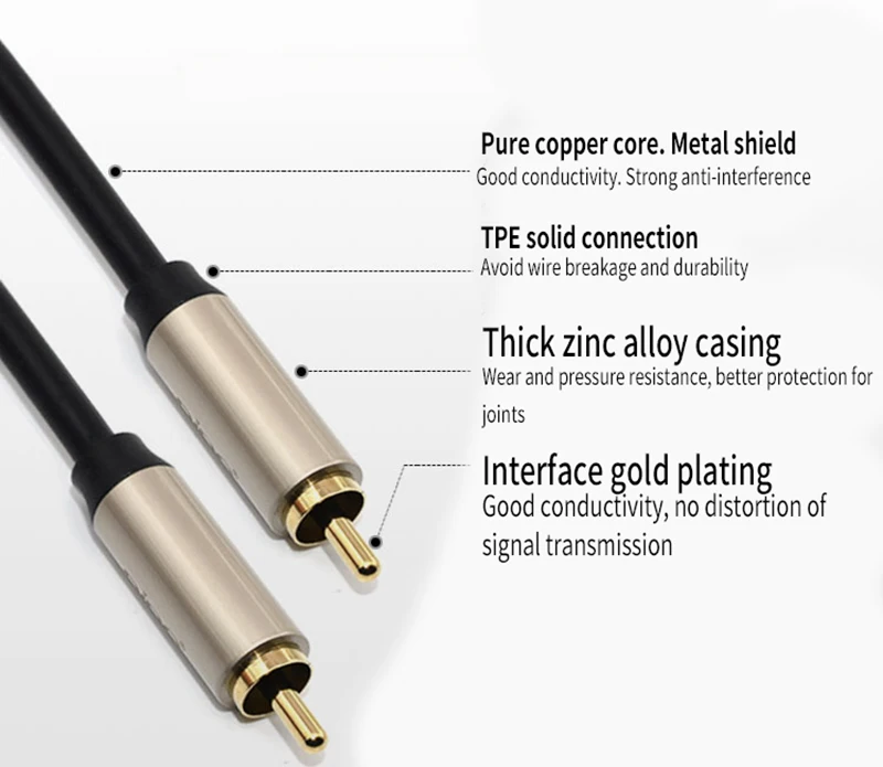 Coaxial audio Cable SPDIF out digital cable Male to RCA Video for PC TV Amplifier decoder |