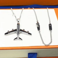 european and american luxury brand hip hop airplane necklace high quality retro wild pendant trendy sweater chain ornaments