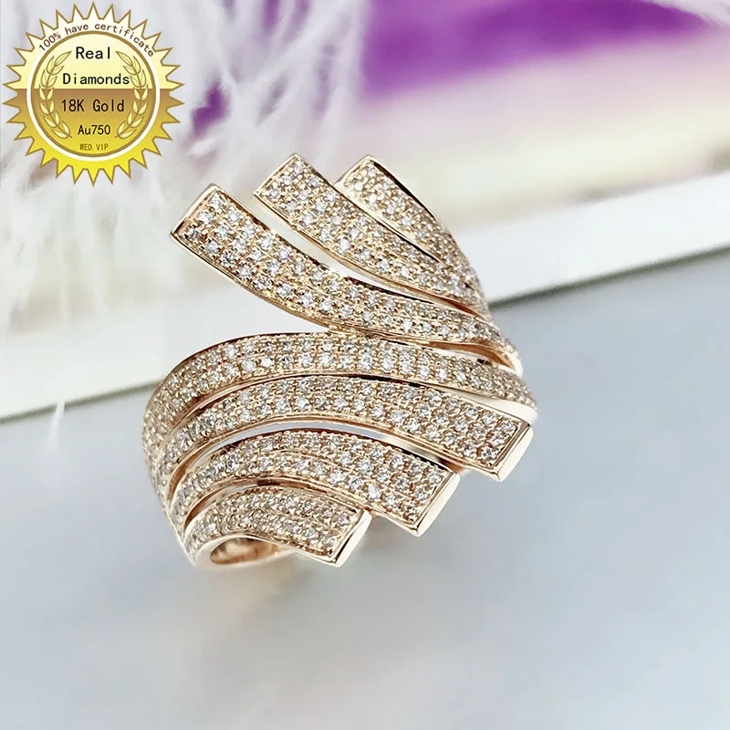 Кольцо из 18 каратного золота с бриллиантами для помолвки и свадьбы кольцо