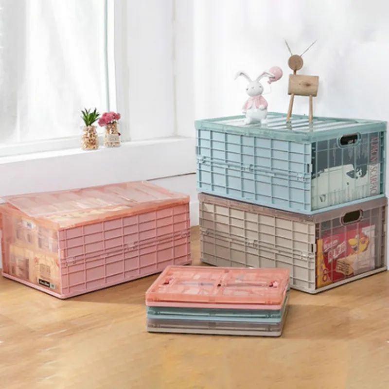 

3PC Folding Storage Box Plastic Large Capacity with Cover Portable Underwear Debris Storage Multifunctional Portable Storage Box