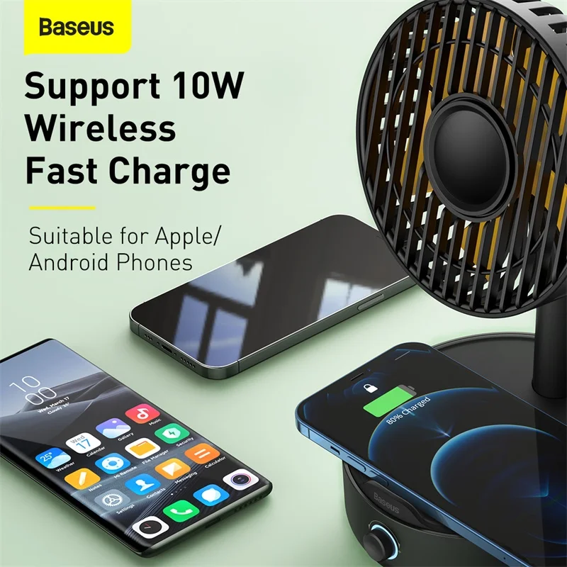 Вентиляторы Baseus Mini USB вентиляторы охлаждения беспроводное зарядное устройство 10
