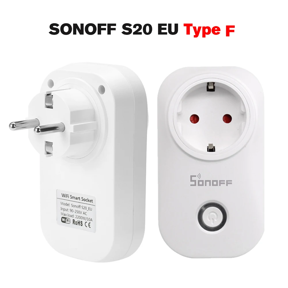 2 шт./лот SONOFF Baisc Wifi умная розетка переключатель беспроводной пульт дистанционного управления розетки приложение управление для Alexa Google Home - Комплект: S20 Type F