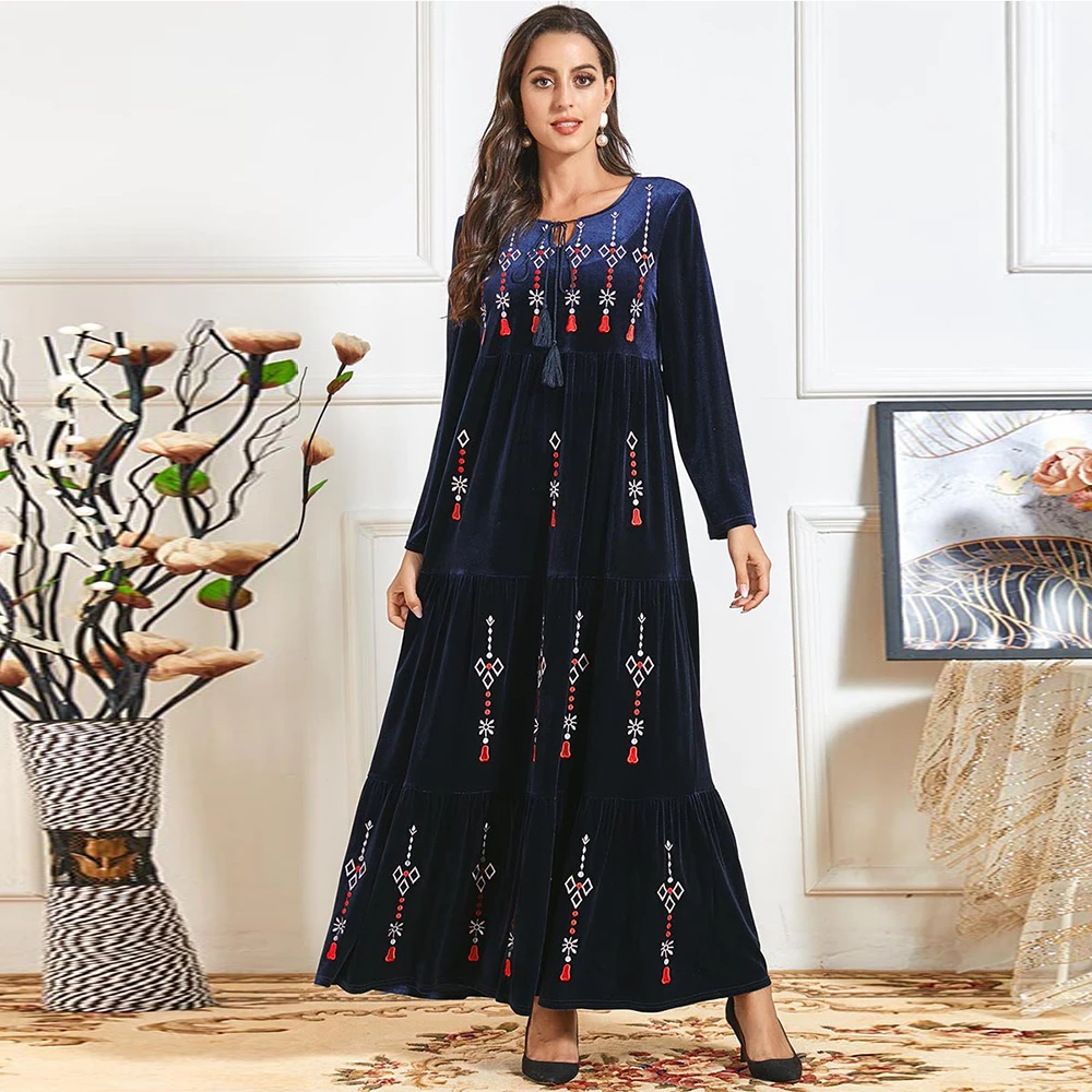 

Velvet Abaya Dubai Turkey Muslim Dress Islam Dresses Abayas For Women Kaftan Plus Size Clothing Robe Femme De Moda Musulmana