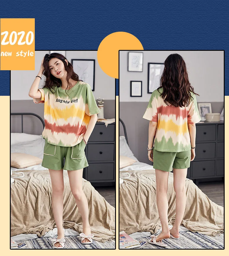 

KISBINI pajamas set for women summer shorts sleeve soft o-neck lady homewear woman pure cotton sleepwear pyjamas set