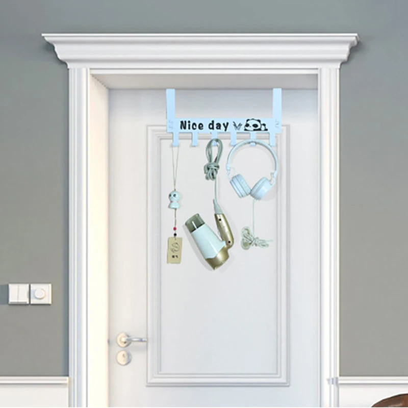 

6-Hook Bathroom Organizer Hanger Titanium Steel Home Kitchen Hooks Over Door Hanging Storage Rack Holder