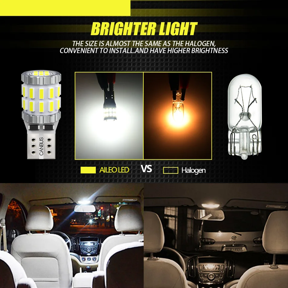 AILEO 2x T10 LED Canbus Bulb W5W 168 194 Reading Lights 30SMD For BMW Audi A6 C5 C6 C7 A3 8P 8V B5 B6 B7 B8 A7 A8 Q3 Q5 Q7 TT R8 |