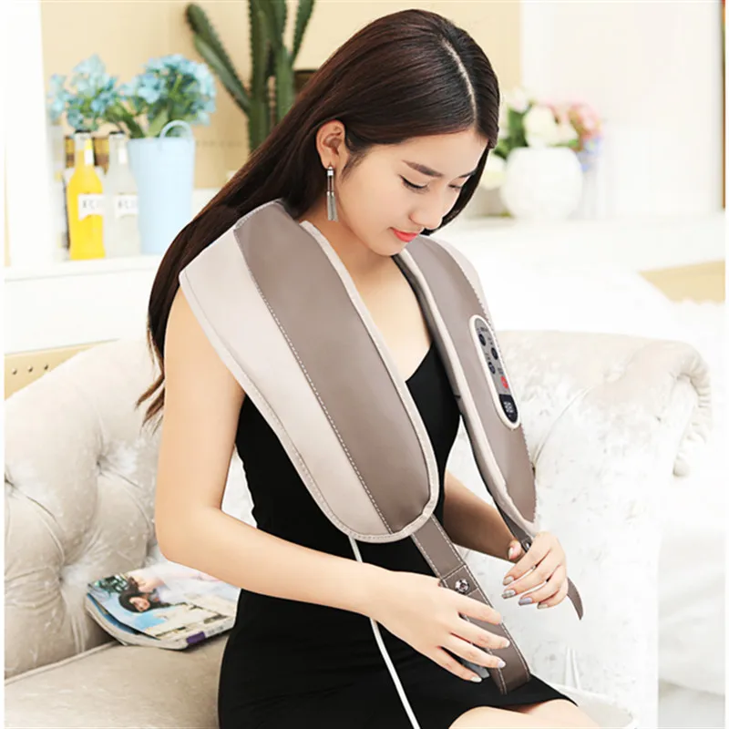 Электрический роликовый массажер шиацу для спины шеи плеч Массажная подушка в