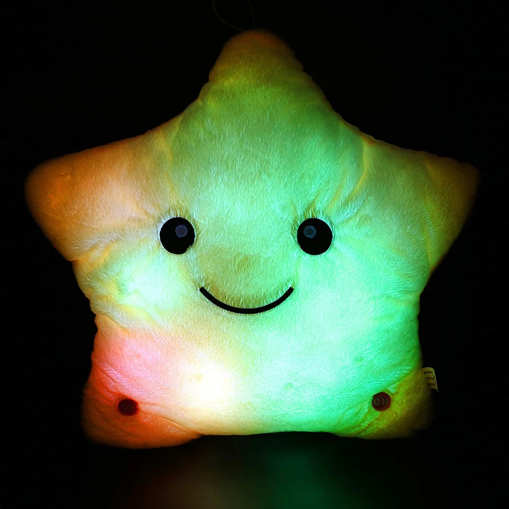 

25cm Creative LED Luminous Pillow Star Cushion Soft Stuffed Plush Colorful Christmas Plush Light Toy Gift for Kid Children Girls