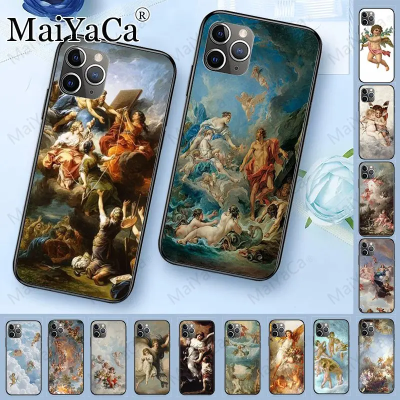 Черный мягкий силиконовый чехол из ТПУ с изображением ангелов эпохи Возрождения