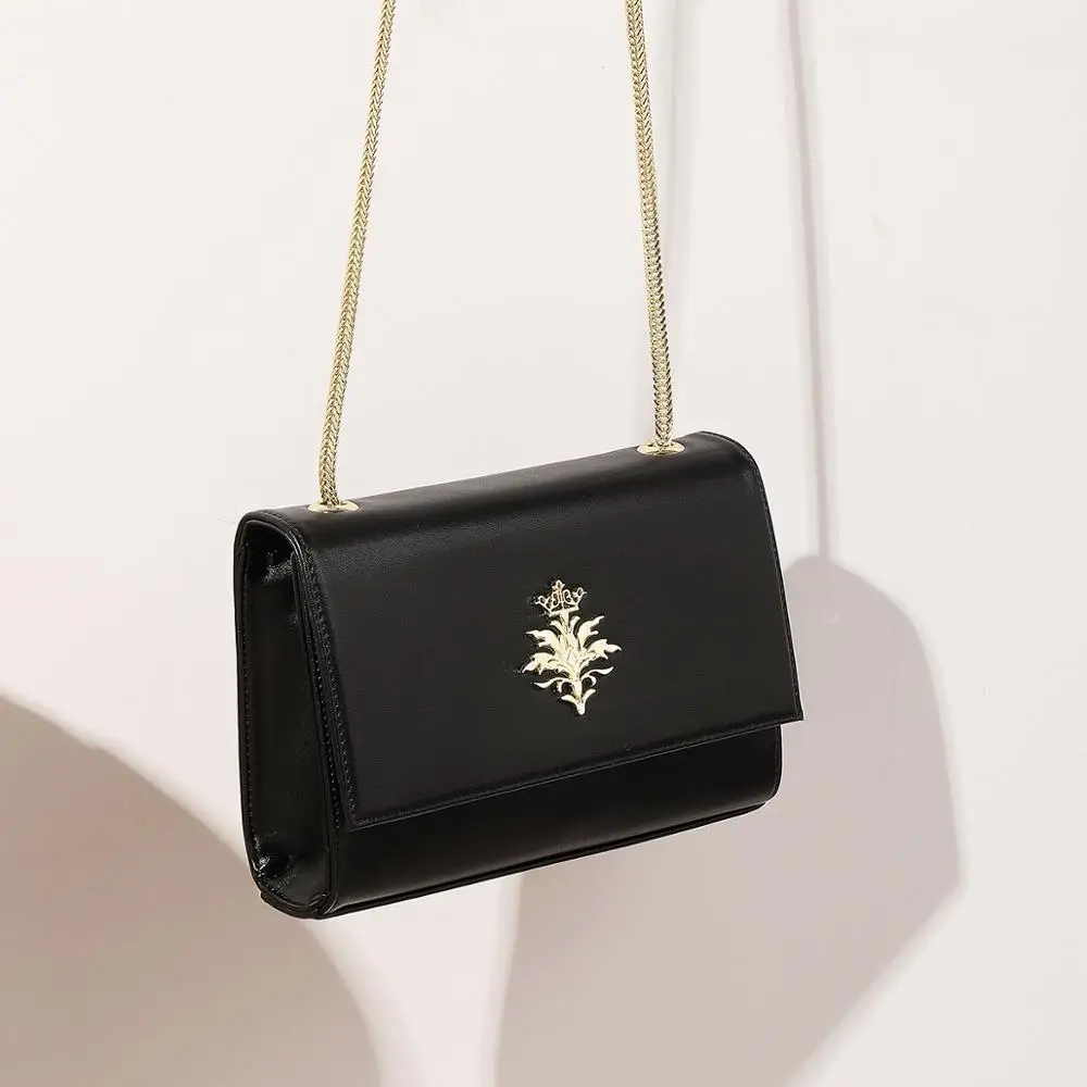 Черная кожаная женская сумка через плечо с клапаном Meteor Bird дизайнерская