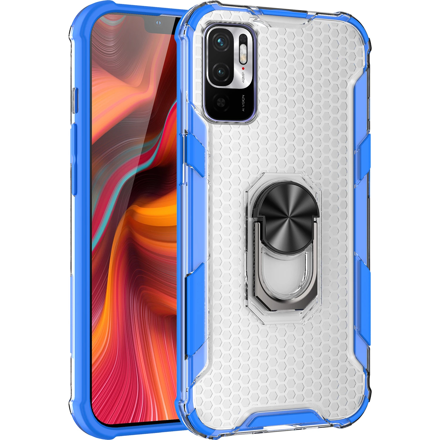 

Transparent Shockproof Phone Case For Xiaomi Redmi Note 10 10S 10T 9S 9 9A 9C 9T 11 K30 Pro Max Power Lite 4G 5G Bracket Cover