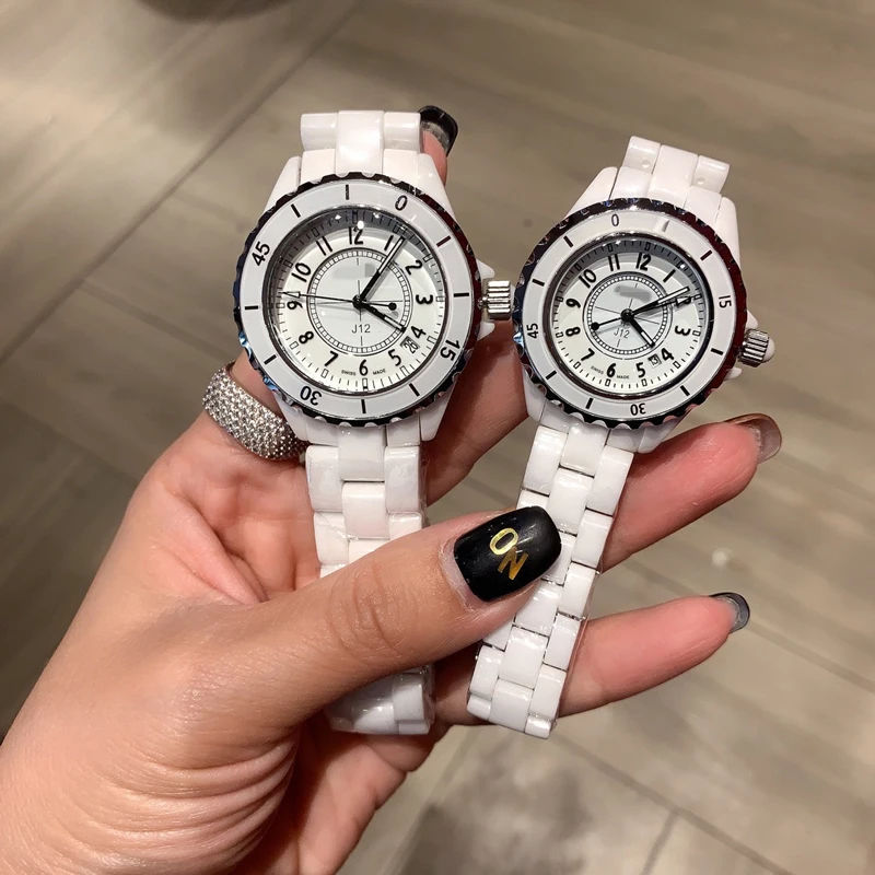 Luxury Men's Classic Quartz Brand Black/ White  High Quality Ceramic Watch Diamonds Watches for Women's Couple watch enlarge