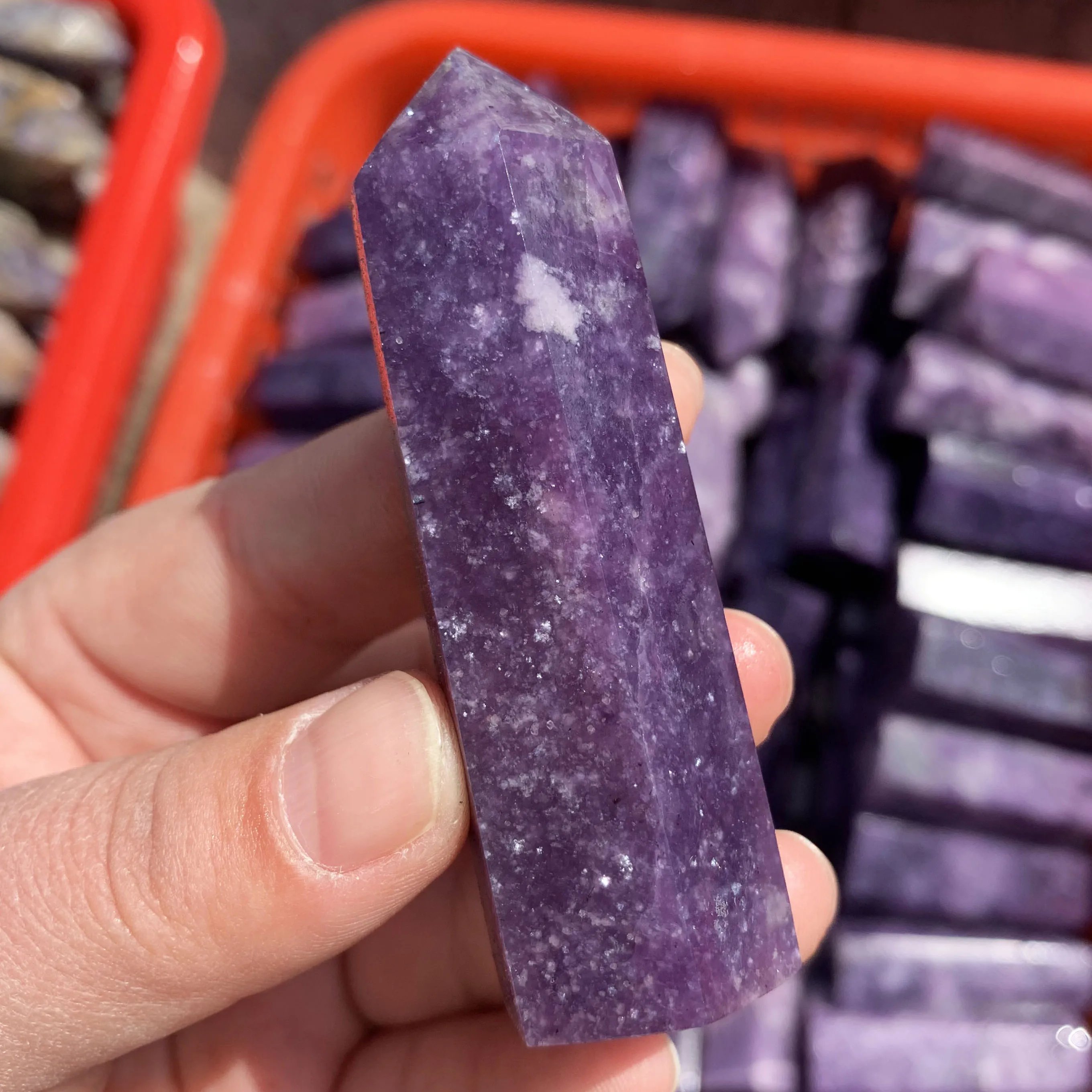 

High Quality Lepedolite Point Healing Crystal Stone Tower Reiki Energy Mineral Obelisk For Home Decor