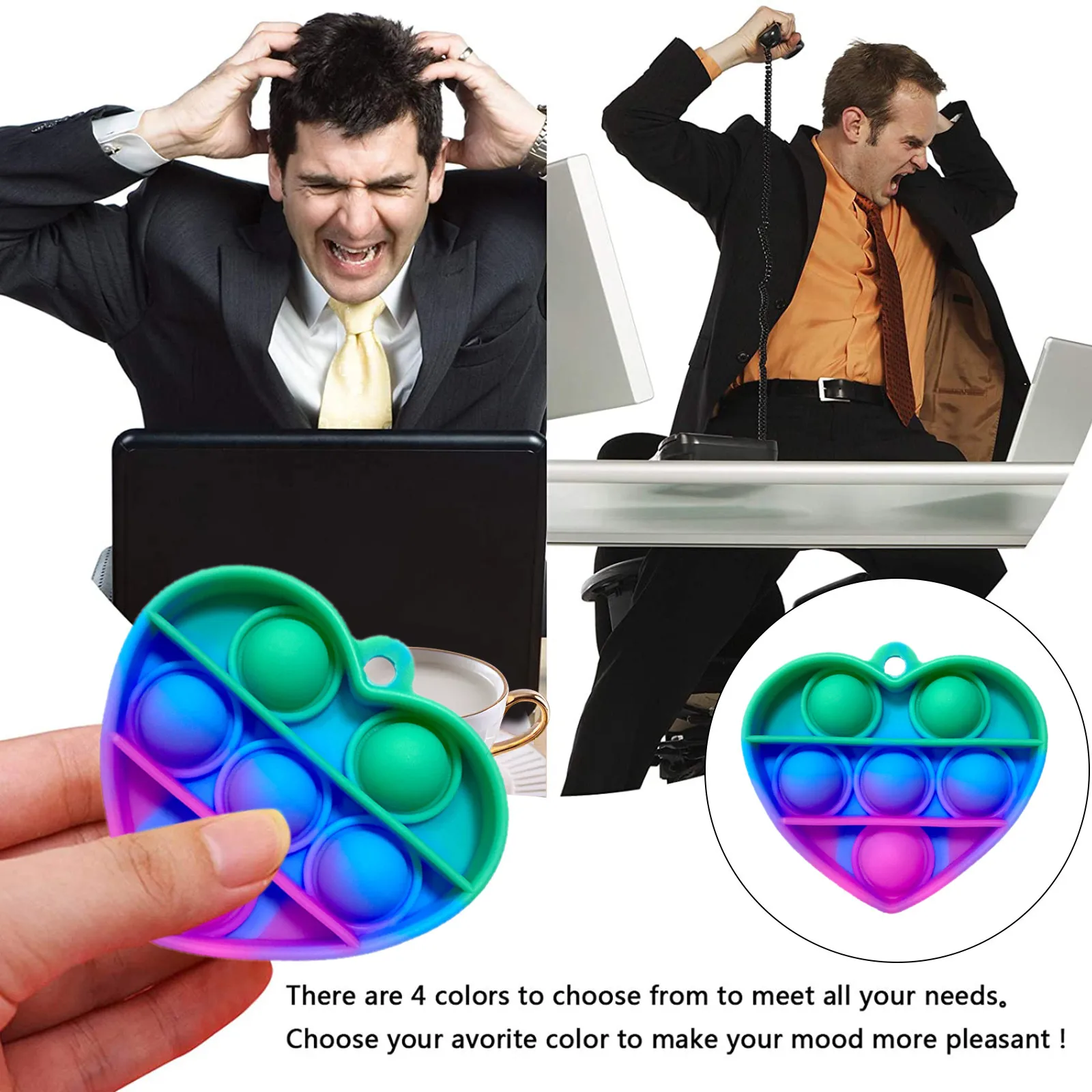 

Montessori Children Adult Push Bubble Fidget Love Toy Keychain Pop It Antistress Fidget Toys Key Ring Educational Toy