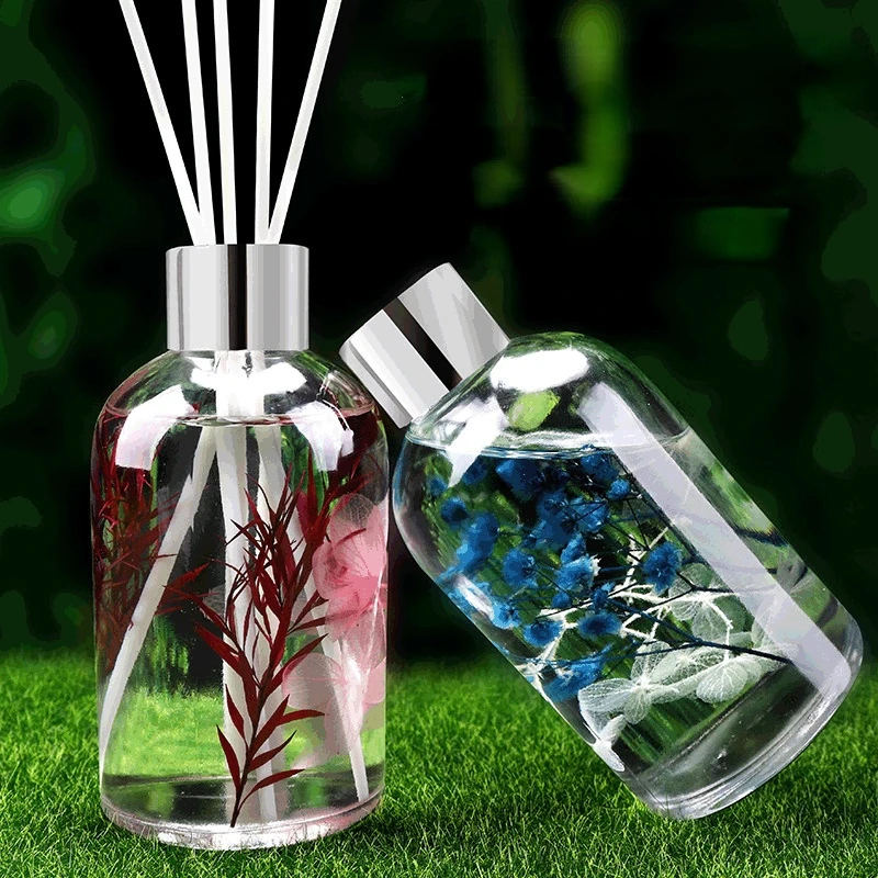 

200ml Glass Bottle Aromatherapy Oil With Dried Flower Rattan For Home Room Decorative Supplies Refresh Air Aroma Diffuser Sets