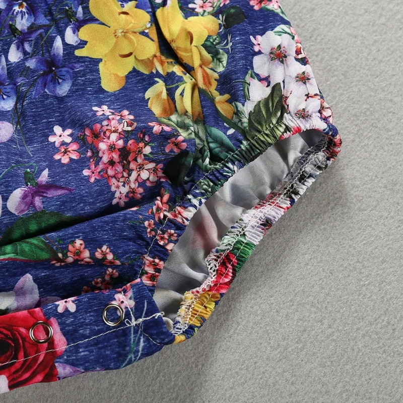 

New Fashion Summer Baby Girl Clothes Cute Sleeveless Bodysuits Floral Pattern Jumpsuit With Lace Design