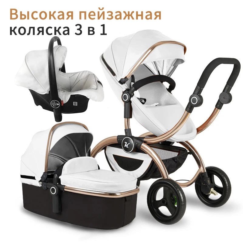 Poussette De Luxe Rotative A 360 Degres Pour Bebe Landau De Nouveau Ne Leger Inclinable Et Pliable Dans Les Deux Sens
