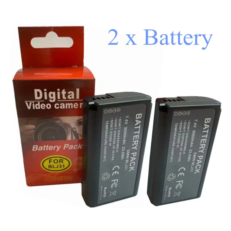 

7XINbox 2PCS 7.4V 3050mAh 23.0Wh DMW-LJ31 DMWBLJ31 BLJ31 Mirrorless Camera Battery For Panasonic LUMIX DC-S1 DC-S1R DC-S1H